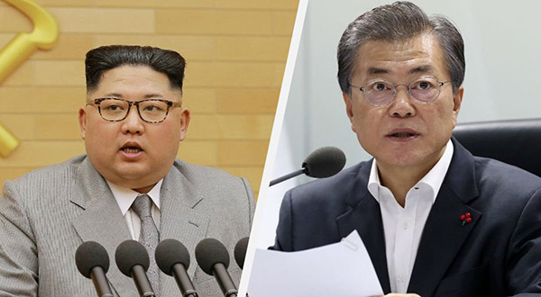 North Korean leader Kim Jong Un and South Korean President Moon Jae-in.